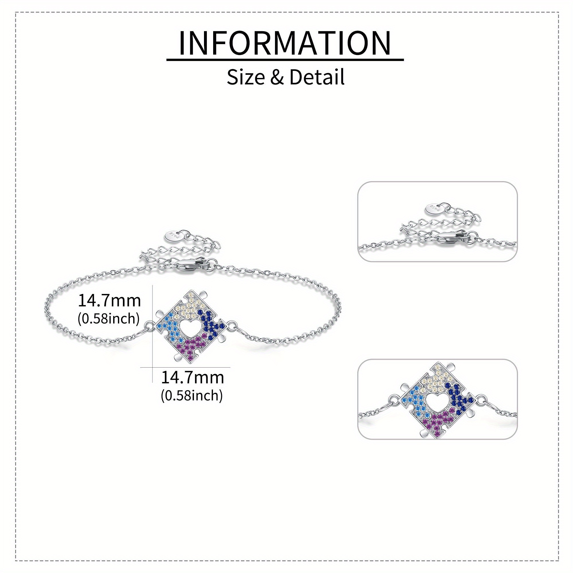 Women's Sterling Silver Autism Awareness Puzzle Piece Bracelet