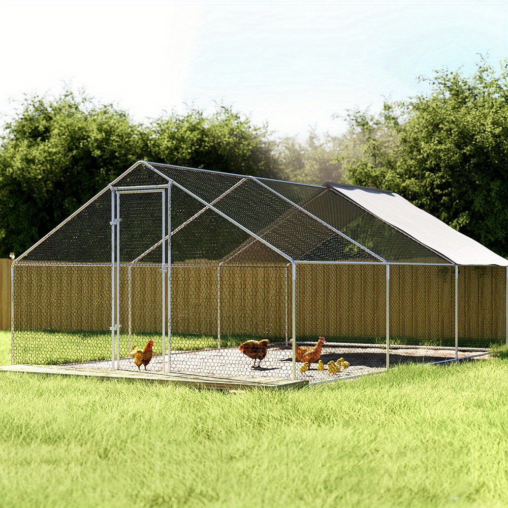 i pet walk in chicken coop cage 3x6x2m galvanized steel weather resistant easy assembly   design with secure latches mesh ventilation for chickens ducks geese small livestock enclosure Product details 0