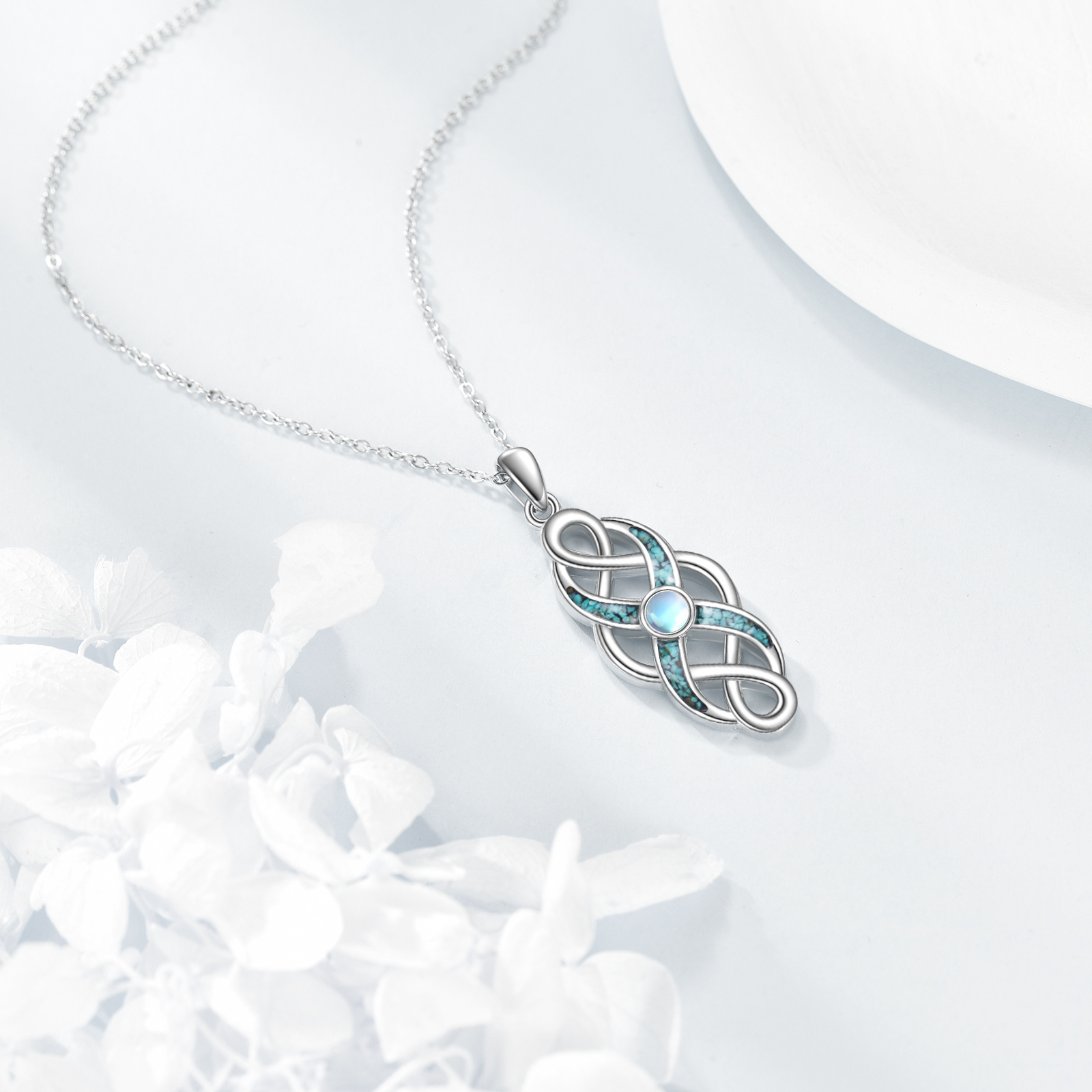 Women's 925 Sterling Silver Celtic Knot Necklace with Abalone Shell