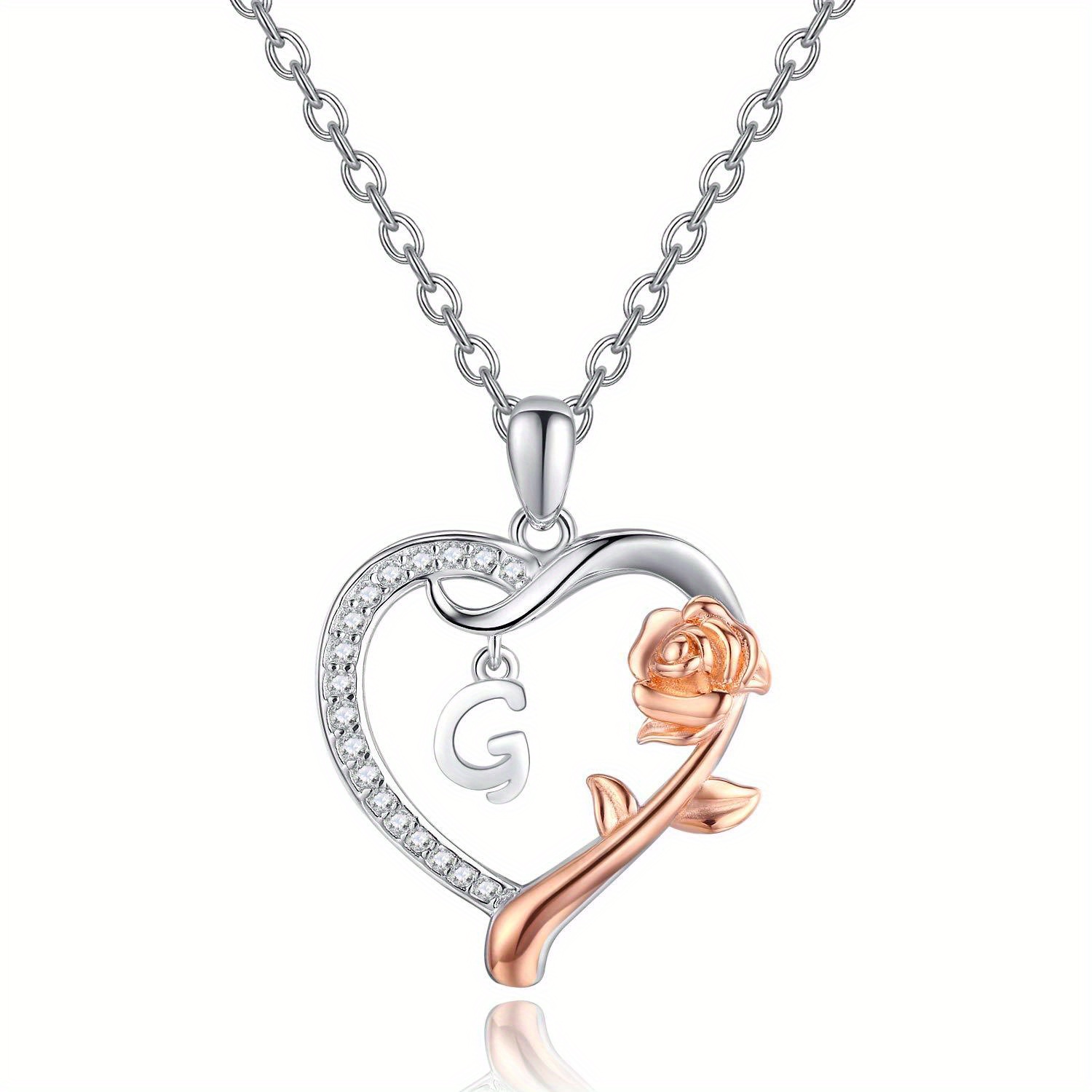 Initial Necklace Sterling Silver Alphabet Heart Letter Pendant Necklaces