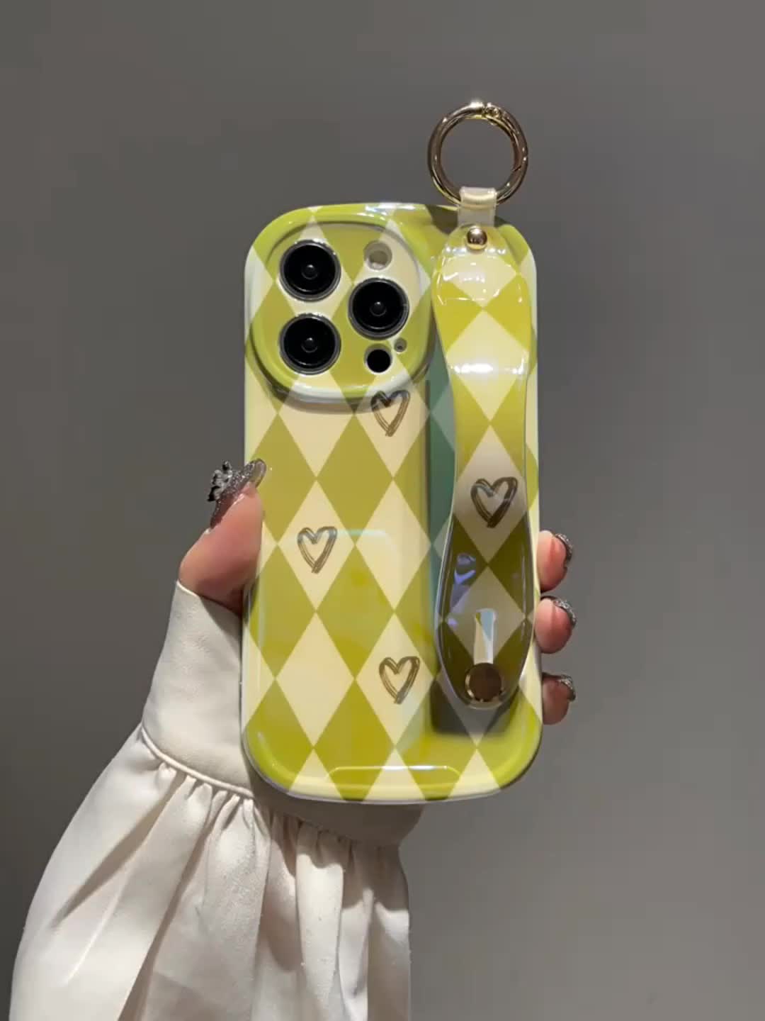 Cute Leopard Pattern Argyle Love Heart Phone Case For Iphone 14