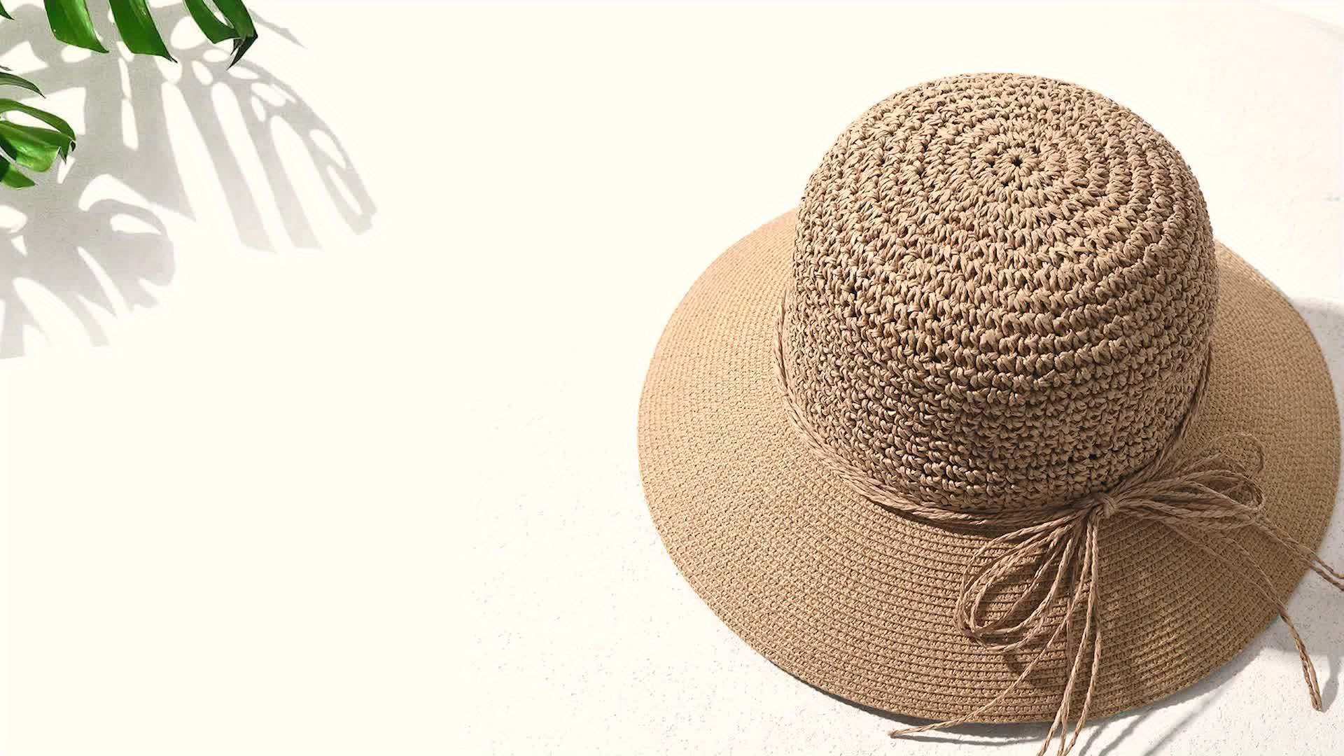 1pc Sun Hats For Men Women, Wide Brim Handmade Straw Beach Hat, Brearhable And Foldable Packable For Travel