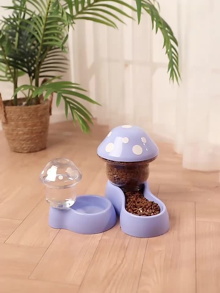 Mushroom Cat Feeder，DIY Mushroom Shape Dog Cat Water Food Container