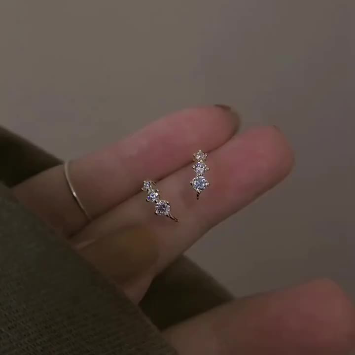 S925 Sterling Silver Gradient CZ Earrings