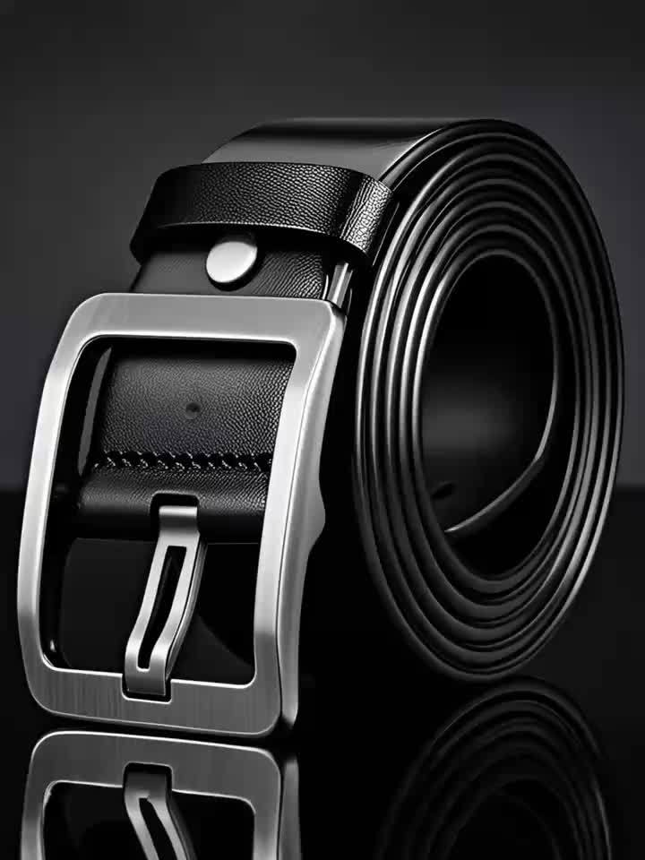 Men's Casual Leather Belt with Alloy Buckle Classic Medium Width