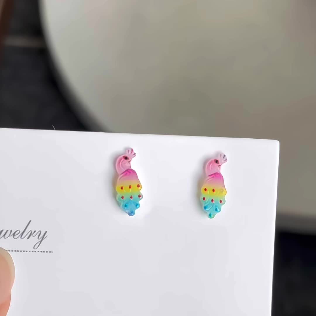 Cute Cartoon Luminous PeaRooster Stud Earrings for Women