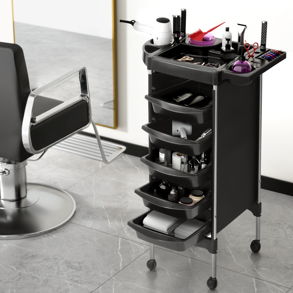 TEMU Embellir & Spa Trolley Cart With 6-tier Storage, 5 Pull-out Trays & 2 Shelves - Heavy-duty Rolling Salon Chair Tray For Hairdressing, Nail,