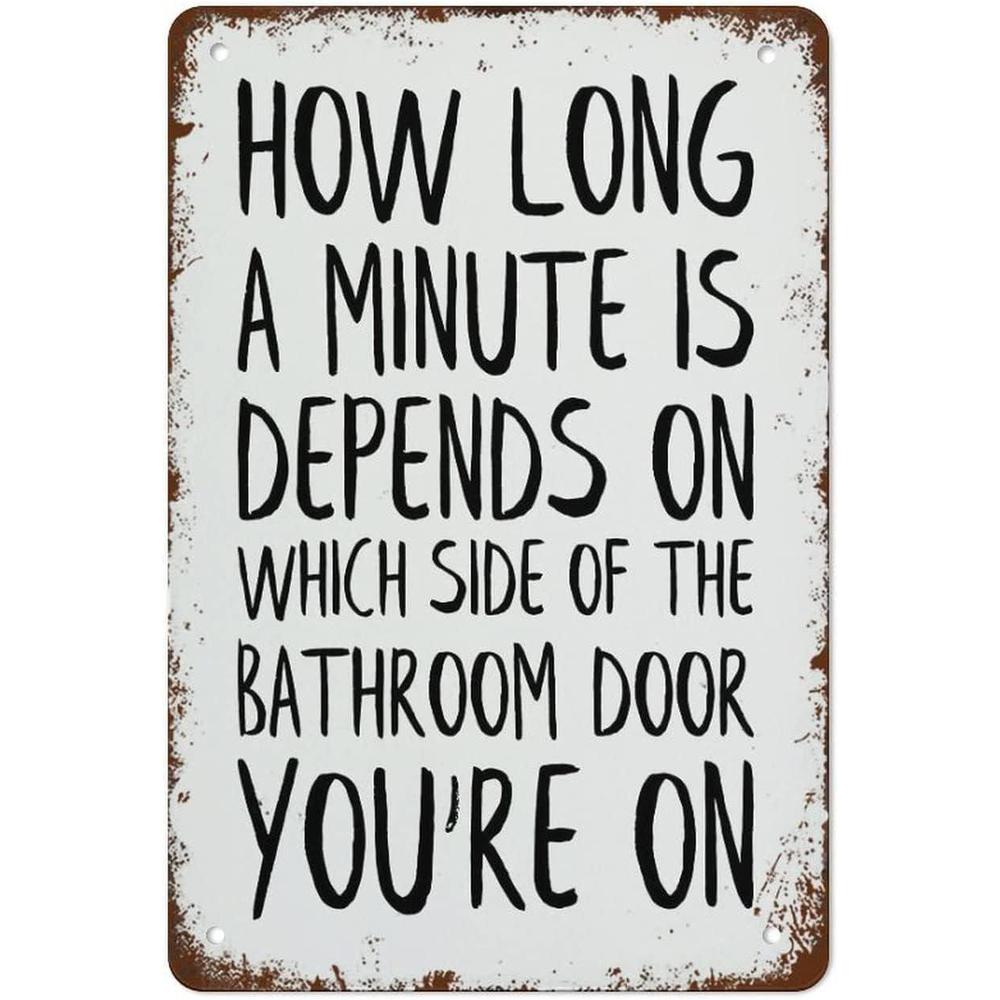 TEMU 2d Flat - 1pc Wall Hanging Iron Plaque | Funny Bathroom Joke Text Perfect For Room Decor, Room Decor Metal Sign Perfect For Home Or Garden Decor