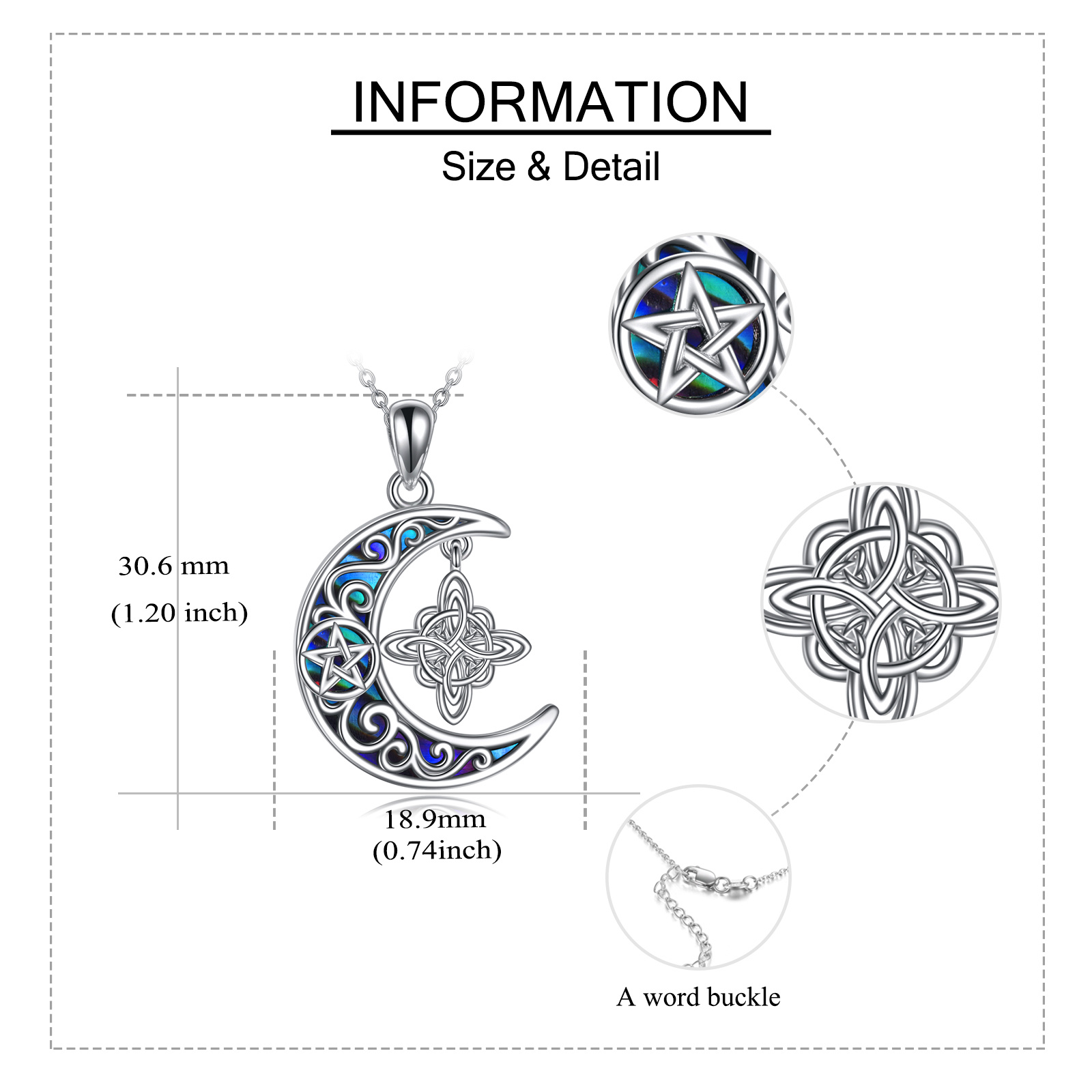 925 Sterling Silver Abalone Shell Celtic Knot Necklace, Vintage Design