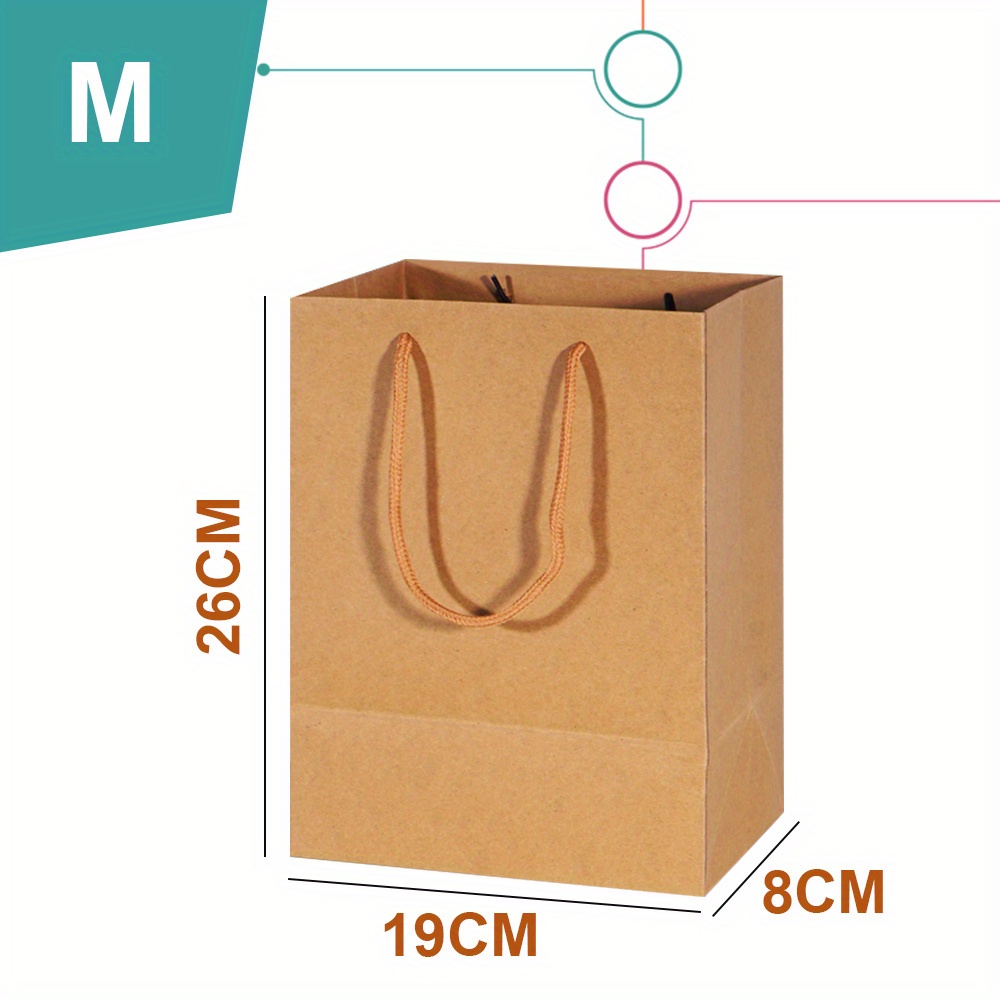 TEMU Gift For Her/him 50pcs 260g Paper Shopping Bags, 3-5kg Load Bearing, Perforated Handles, Retail Gift Party Packaging Bags