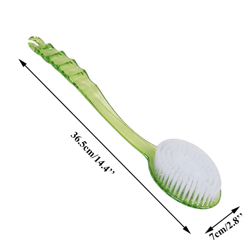 1pc long handle bath shower brush with exfoliating bristles green ergonomic body massager durable bristles for deep cleansing light beige scrub shower bath use manual operation no electricity bathroom kitchen Product details 1