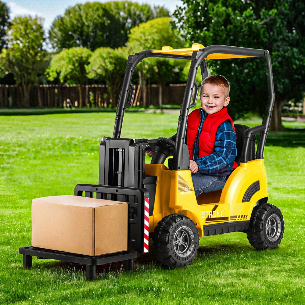 kids electric ride on car forklift loader toys cars horn remote 12v yellow Product details 0