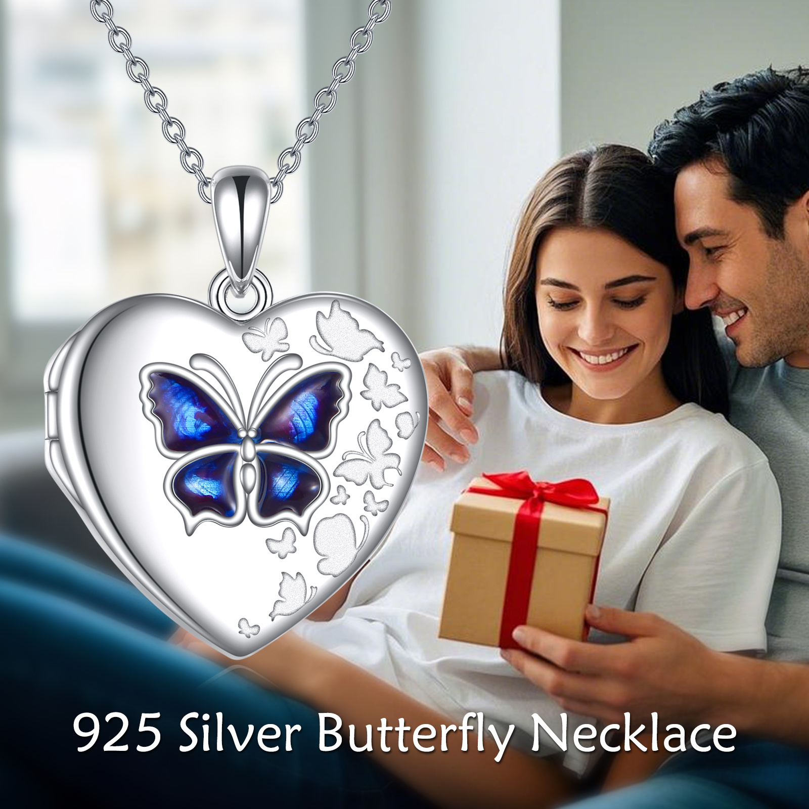 Women's 925 Sterling Silver Butterfly Locket Necklace