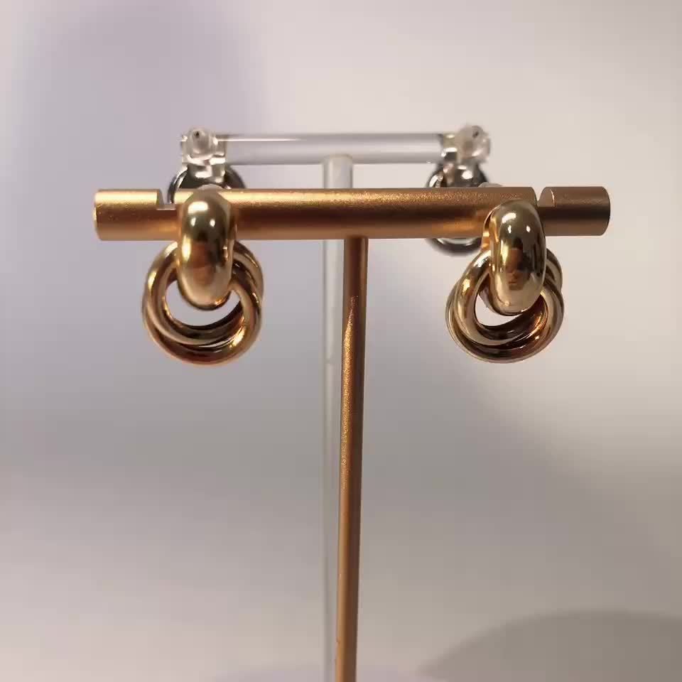Golden European Oval Earrings for Women
