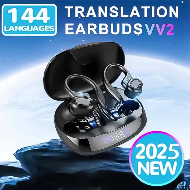 Translating Ear Buds, New Wireless Bluetooth Translation Earbuds Real Time Language Translator 144 Languages Play Music Non In Travel Business Learnin