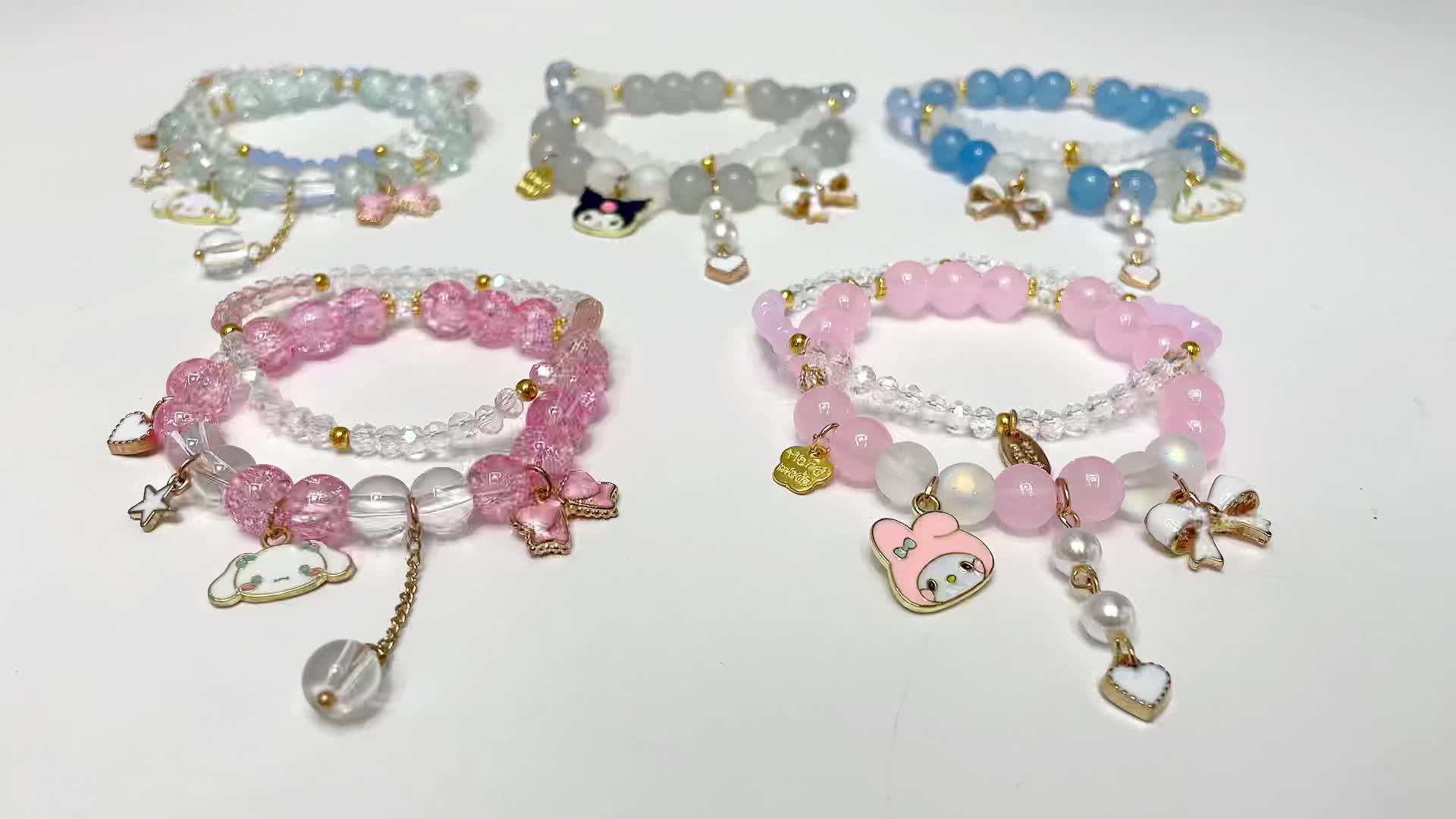 1pc Y2K Hello Kitty Glass Beaded Bracelet, Candy Color Kuromi Cinnamoroll Bracelets for Girls, Jewelry, Jewels Ornaments Gift for Temu