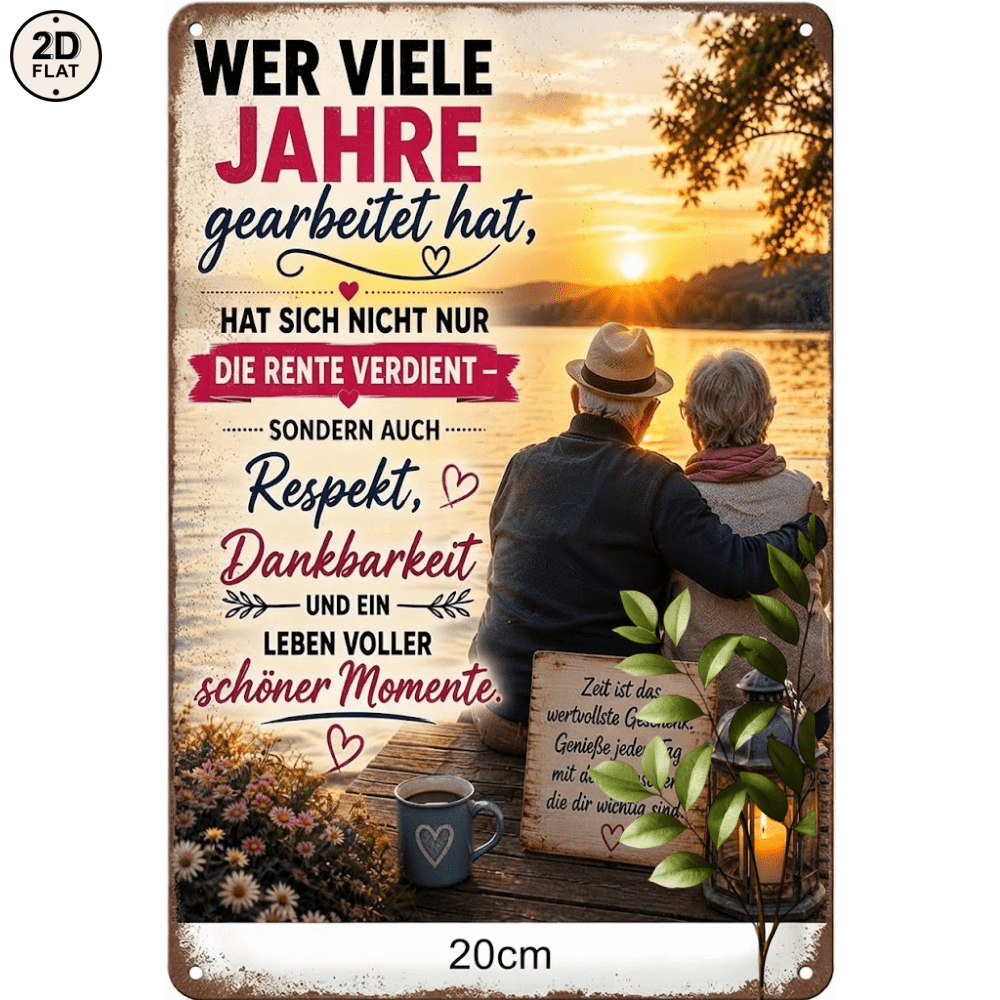 Image of 2d Flat - 【2d Flat】 2d Flat - [2d Flat] 1pc Metal Sign, Retired Couple Sunset, Retirement Quotes, Perfect For Home, Office, Bar, Outdoor Decor, 20x30cm, 2d Flat