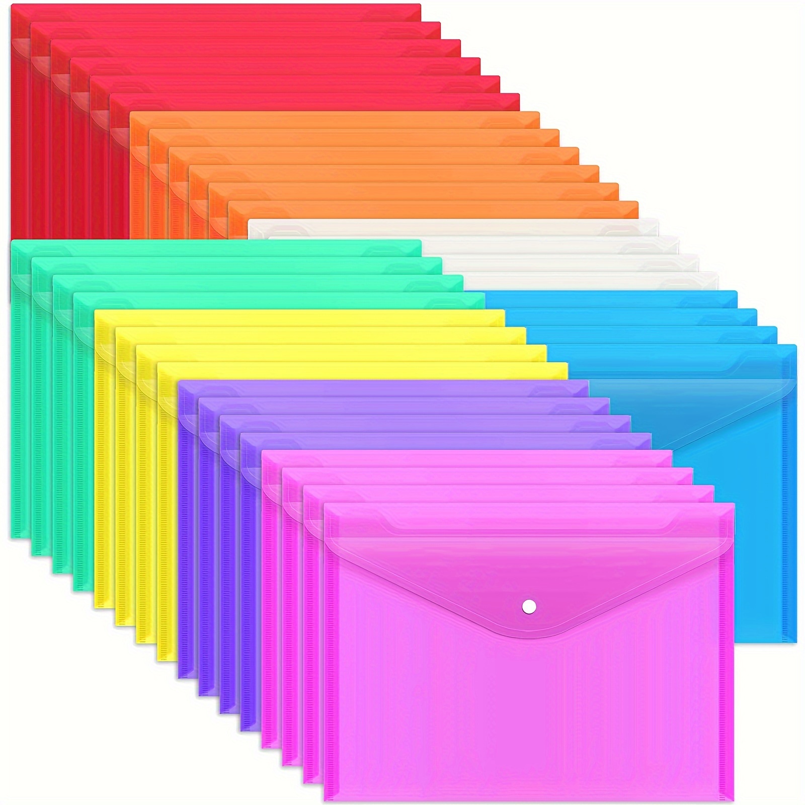 File Folders,Plastic Envelope Folder with Snap Closure,US Letter A4 Size  Poly Envelopes with Label Pocket,Folders for Documents,Assorted Color,10