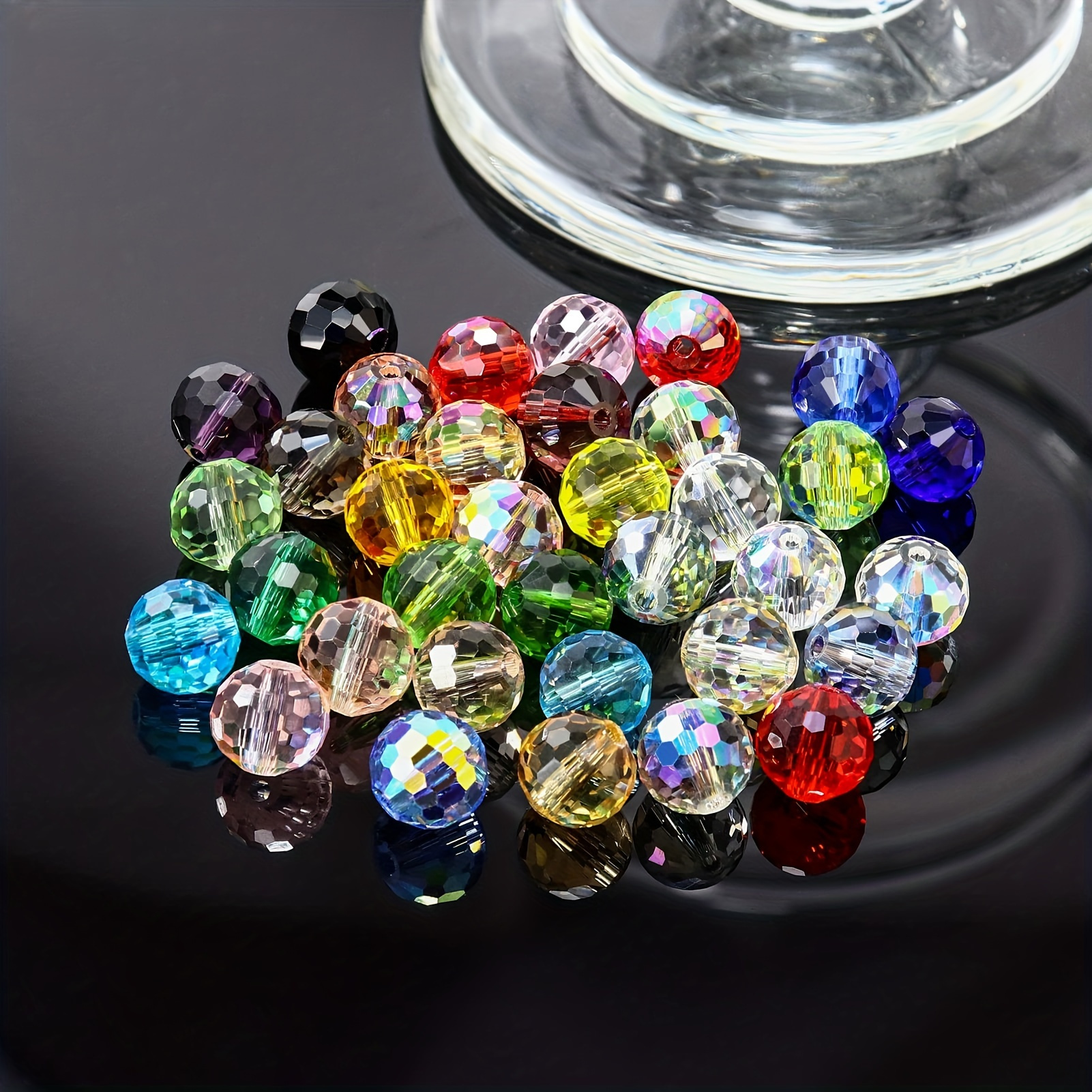 15 Colors 750Pcs/Box Faceted Glass Crystal Beads Bulk-6MM Round Ball Glass  Beads Loose Beading