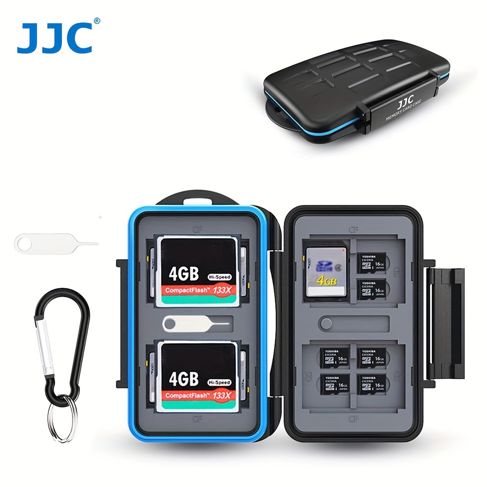 JJC Étui pour Cartes Mémoire, Boîte Rangement Étanche pour 12 SD SDXC SDHC  + 18 Micro SD TF + 6 CF Flash Compactes Cartes, Porte Carte SD avec