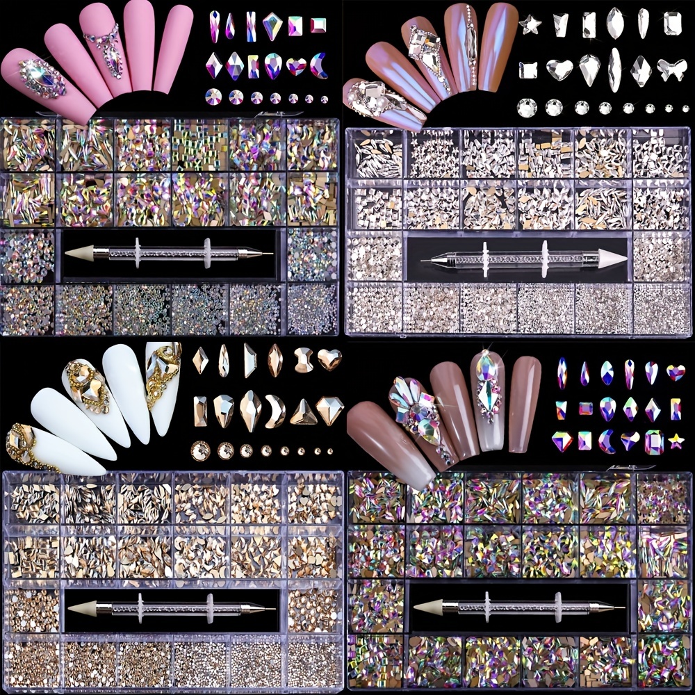 Ab Clear Rhinestones Nail Gems - 6 Sizes - Mixed - Includes Storage  Organizer Box - Perfect For Nail Art And Diy Projects - Temu Portugal