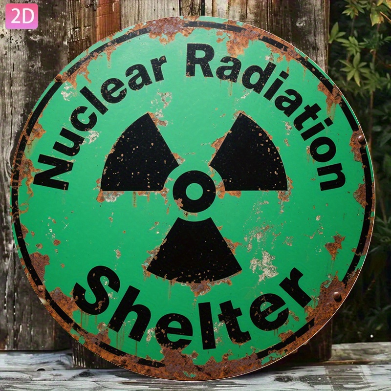 TEMU 2d Flat, 1pc Nuclear Radiation Warning Sign - Heavy-duty Iron Metal Wall-mounted Radiation Hazard Symbol Plaque, Rusted Weathered 8x8 Inch For