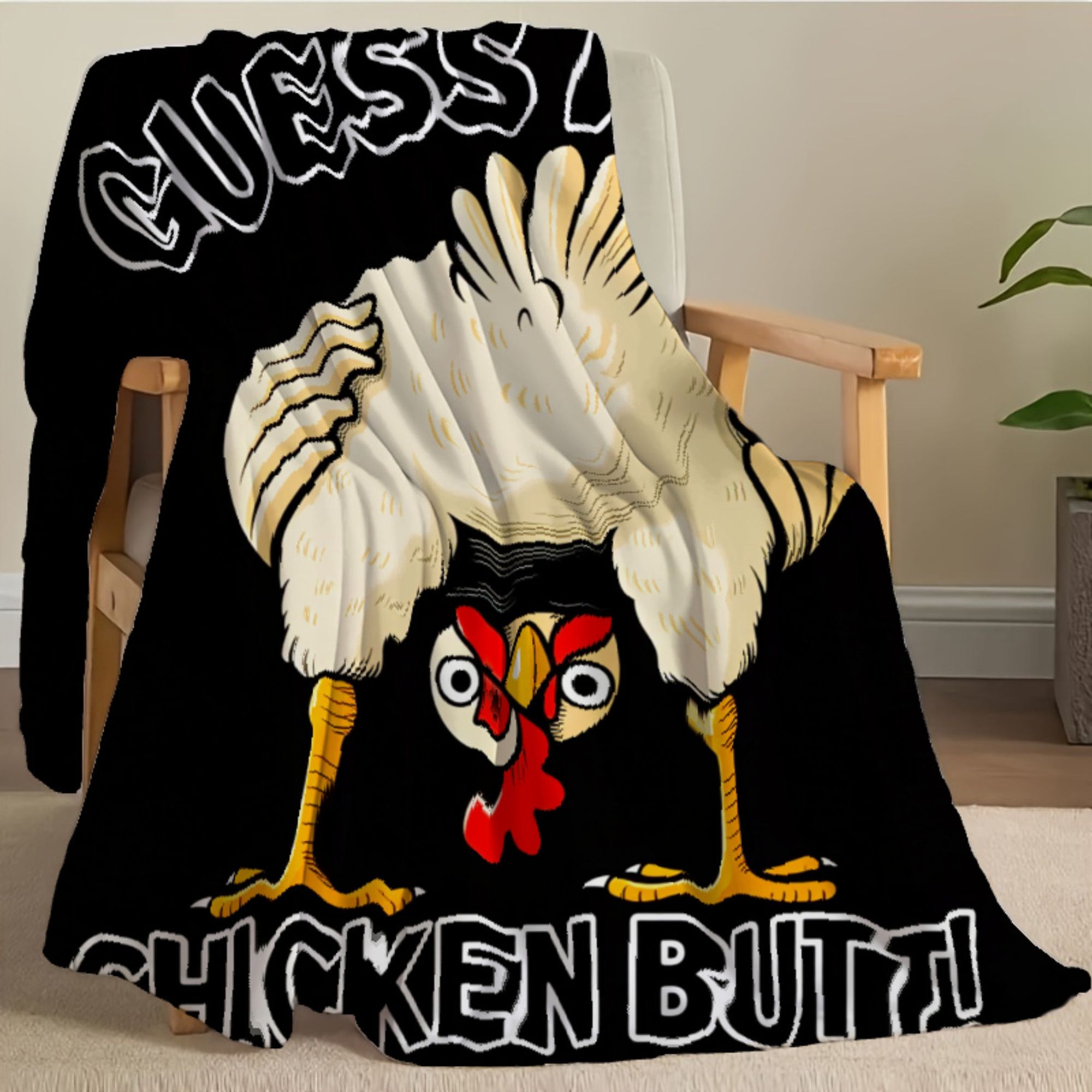 TEMU 1pc Chicken Humor Print Flannel Blanket Soft Warm , Polyester, 280gsm, Perfect For Sofa, Office, Camping, Birthday Gift, Machine Washable
