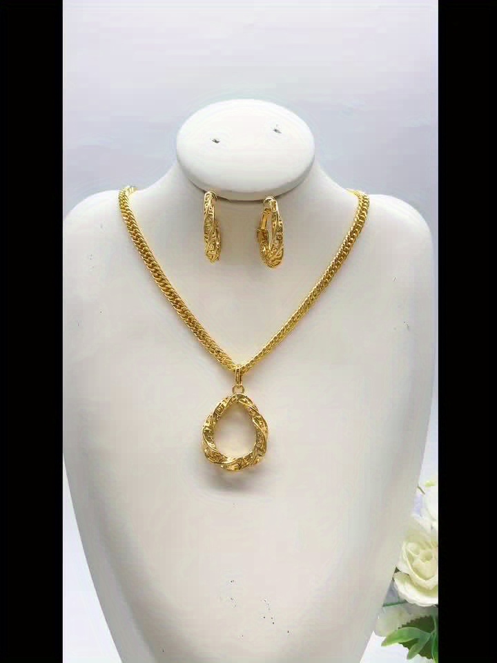 Geometric Jewelry Set - Earrings, Necklace & Pendant