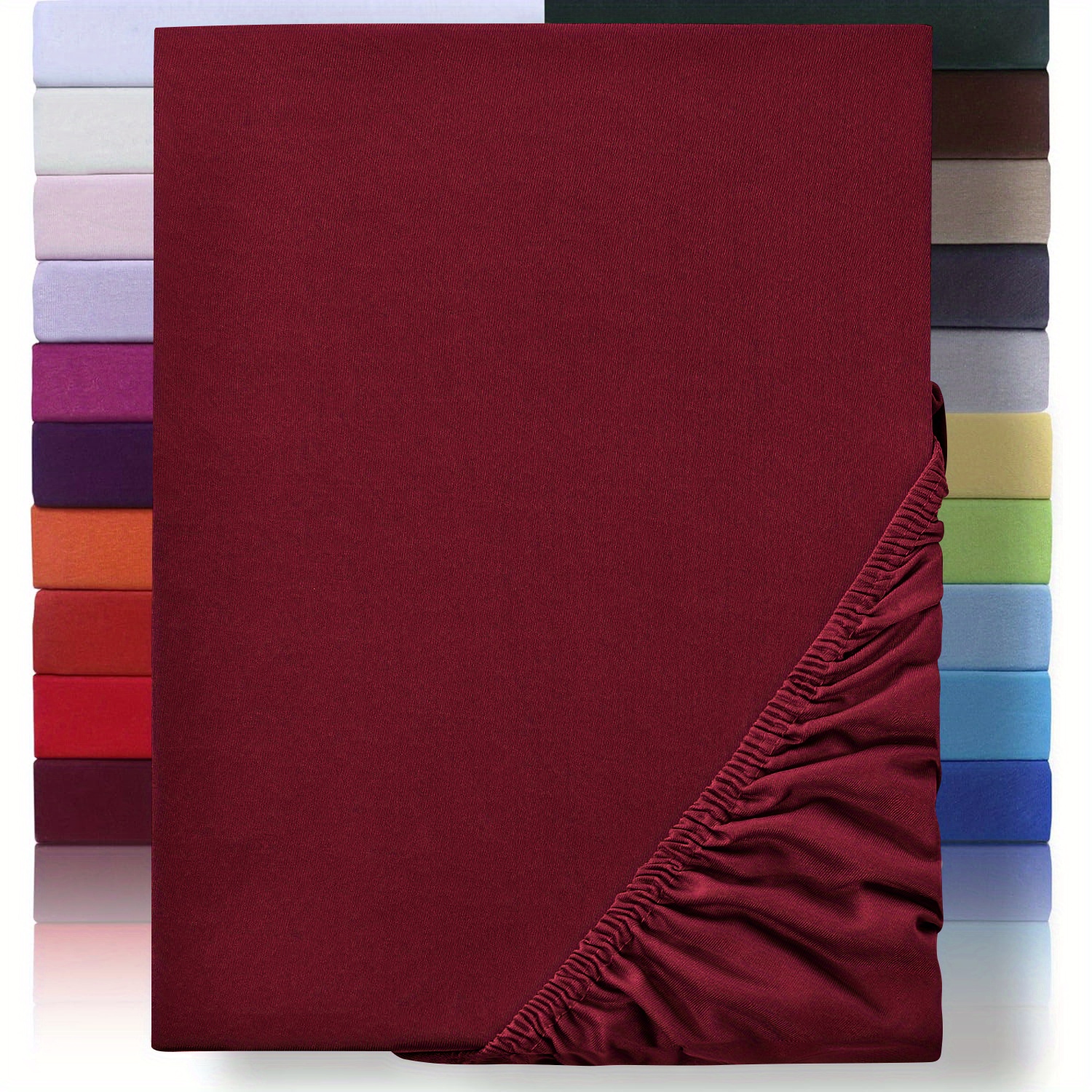 TEMU Spannbetttuch aus 100 % Baumwoll-Jersey 130 g/m², vollständig aus Baumwolle, mit 30 cm breitem Spannsaum, hypoallergen, atmungsaktives Bettlaken