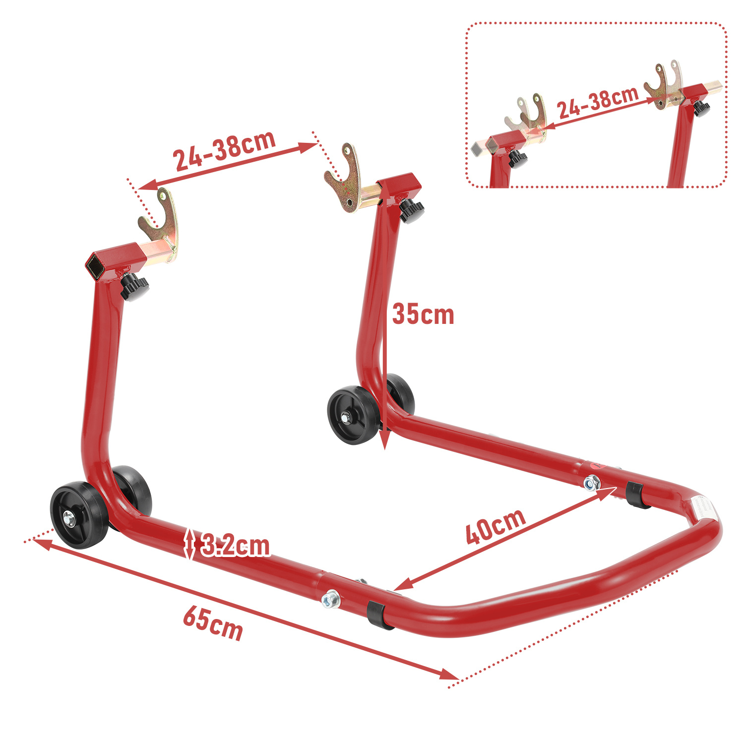 TEMU Soporte para motocicleta, gato de moto con capacidad de carga de 300 kg, fácil de y bajar, ancho ajustable, ideal para /montaje, /