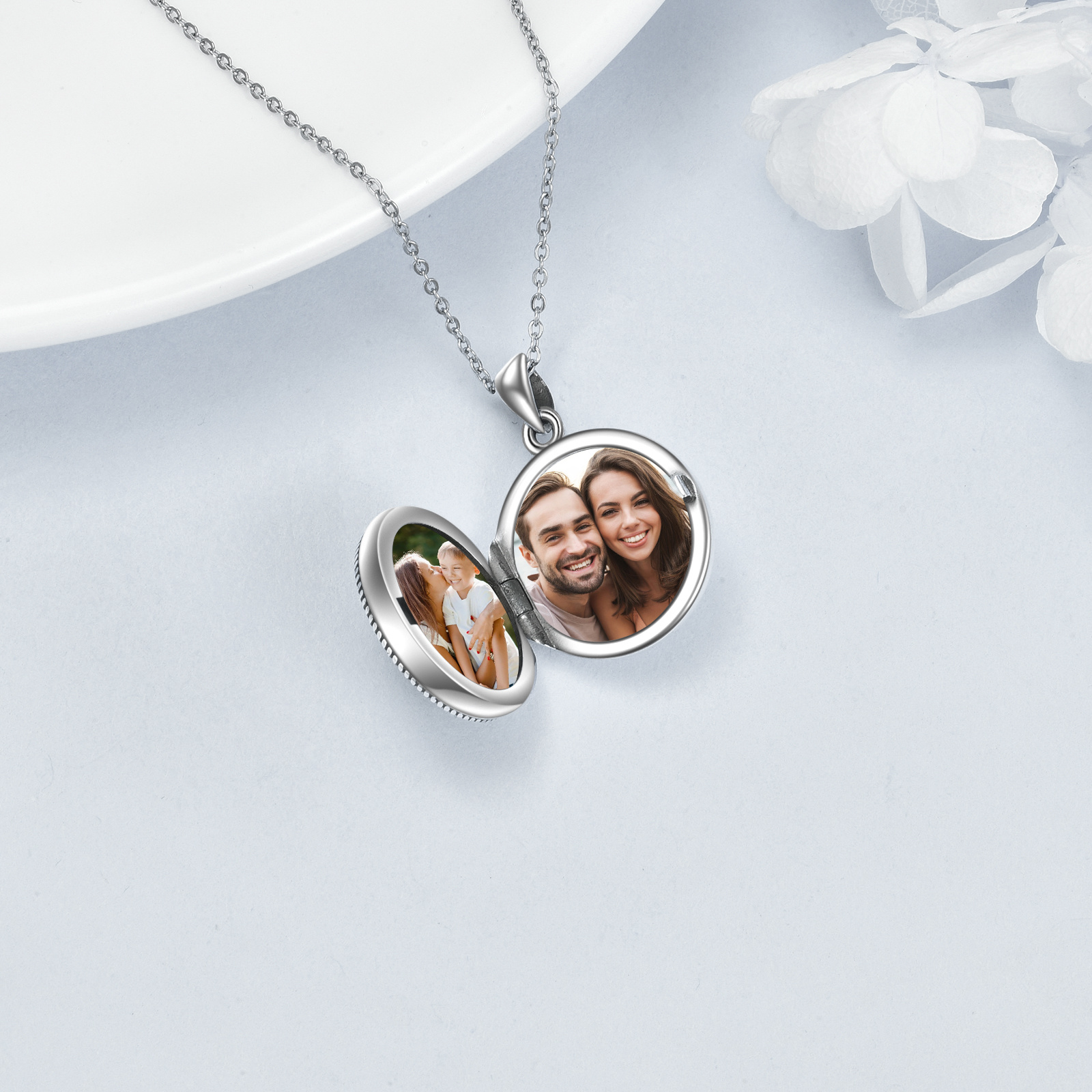 925 Sterling Silver Abalone Shell Guardian Angel Locket Necklace, Gift for All