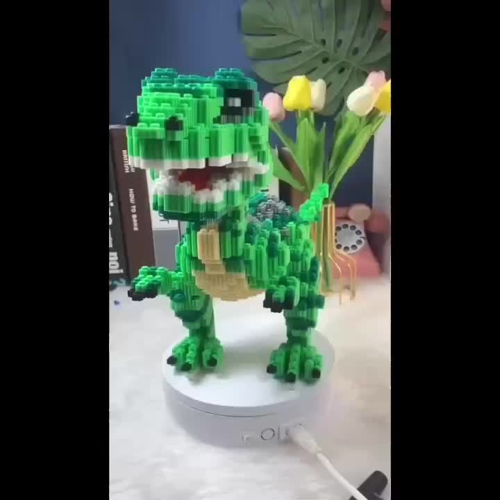 Green Dinosaur Building Blocks 3D Puzzle with Realistic Feathers & Teeth