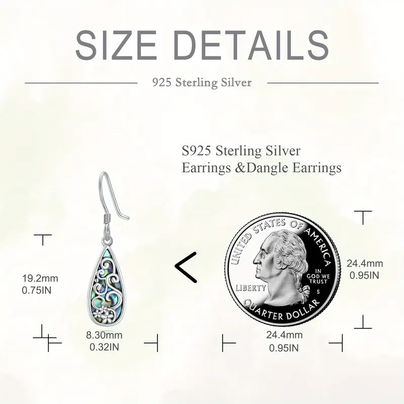 teardrop   earrings for women 925 sterling silver dangle earrings abalone shell earring for women Product details 4