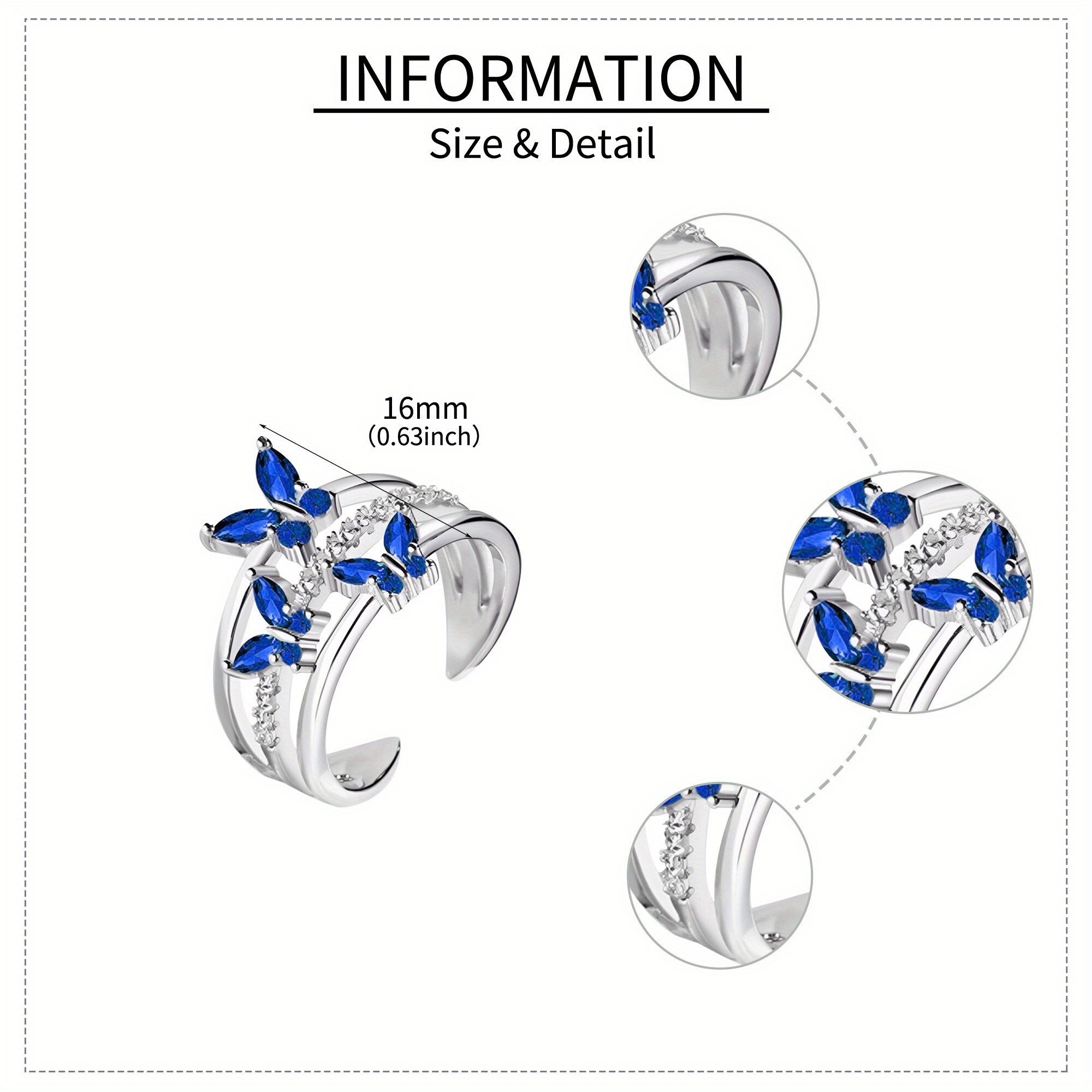 925 Sterling Silver Butterfly Ring Open Design Mother's Day Gift