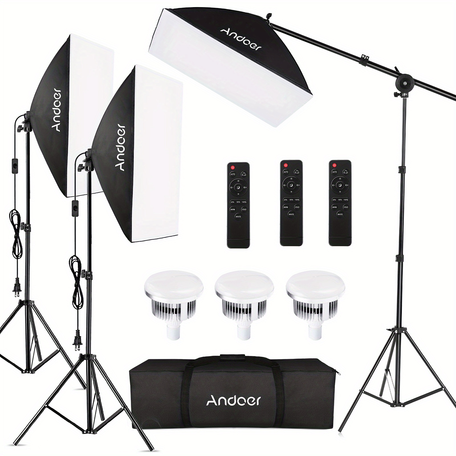 

Lixada Studio Photography Light Kit Softbox Lighting Set With 85w 2800k-5700k Temperature Led Light * 3 + 50x70cm Softbox * 3 + 2m Light Stand * 3 + Remote Control * 3 + Boom Arm *