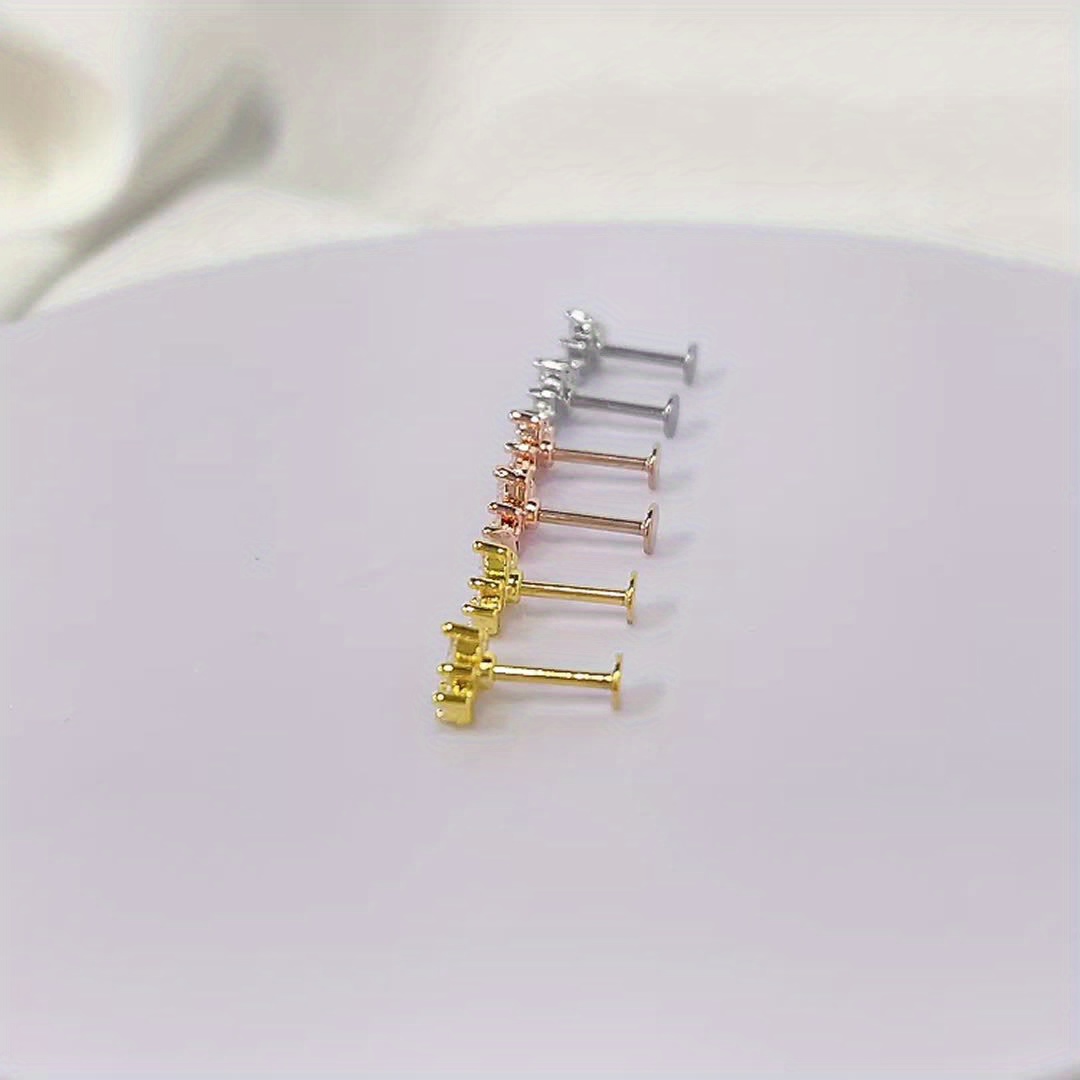 Women's 2D Flat Flower Cartilage Earring with Zircon Inlay