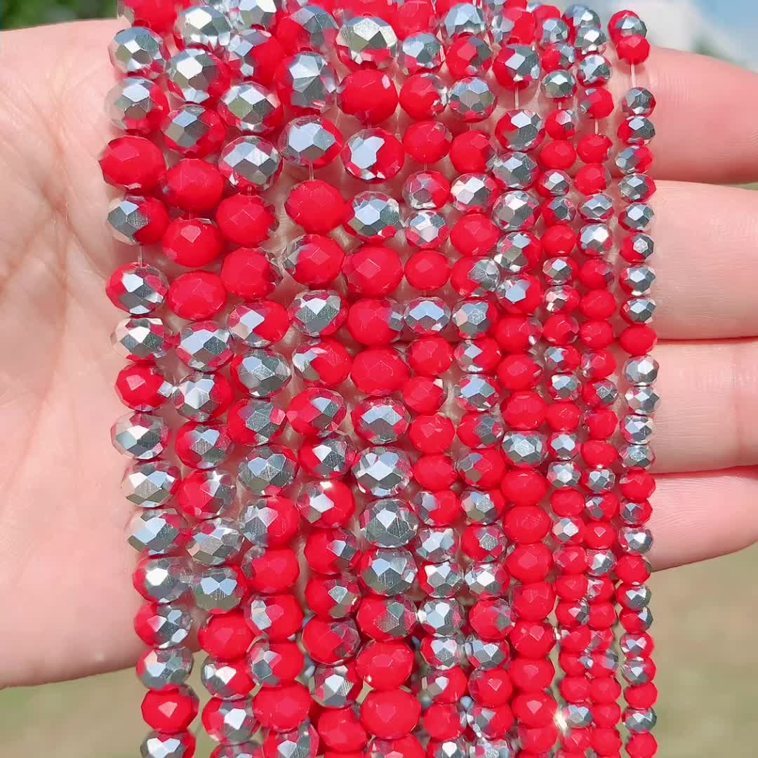 High Quality Red Plated White Crystal Beads Diy Bracelet - Temu