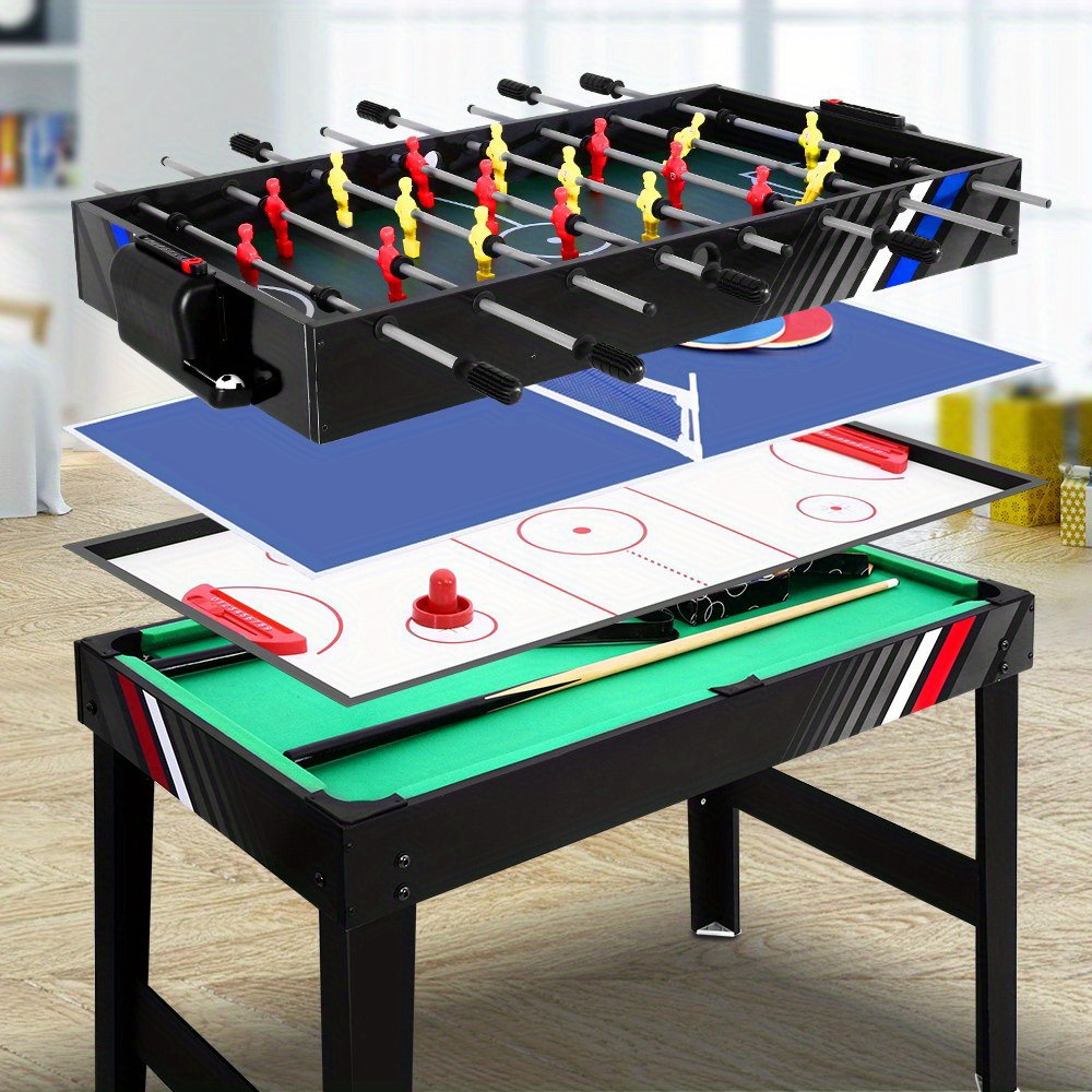 TEMU 4-in-1 Pool Air Hockey Pool Game Foosball Football Tables Game 4ft