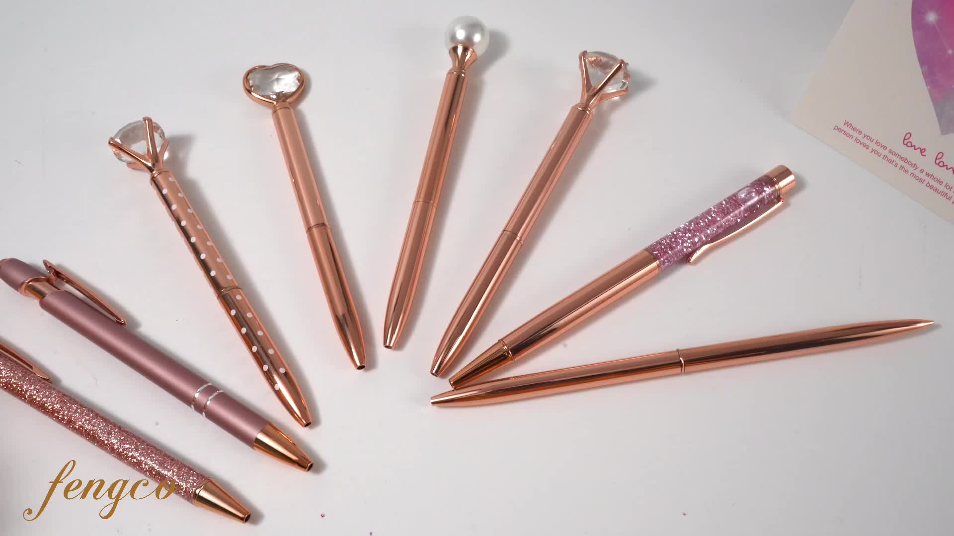 Rose Golden Ballpoint Pen Set Liquid Sand Glitter Metal - Temu