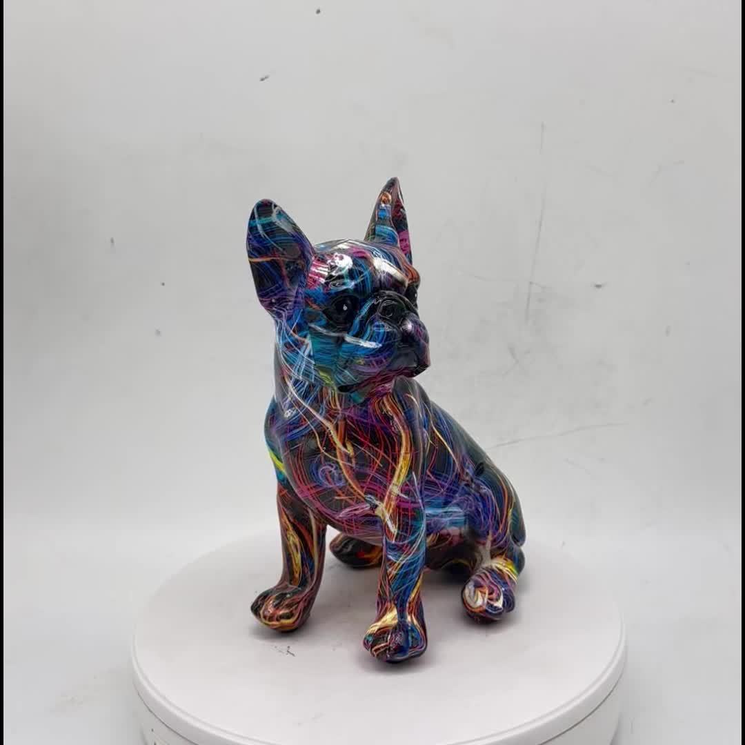 1pc Colored Graffiti Bulldog Sculpture, Graffiti Art Sitting British  Bulldog French Bulldog Statue Decoration, Color Dog Fashion Resin  Decoration,for