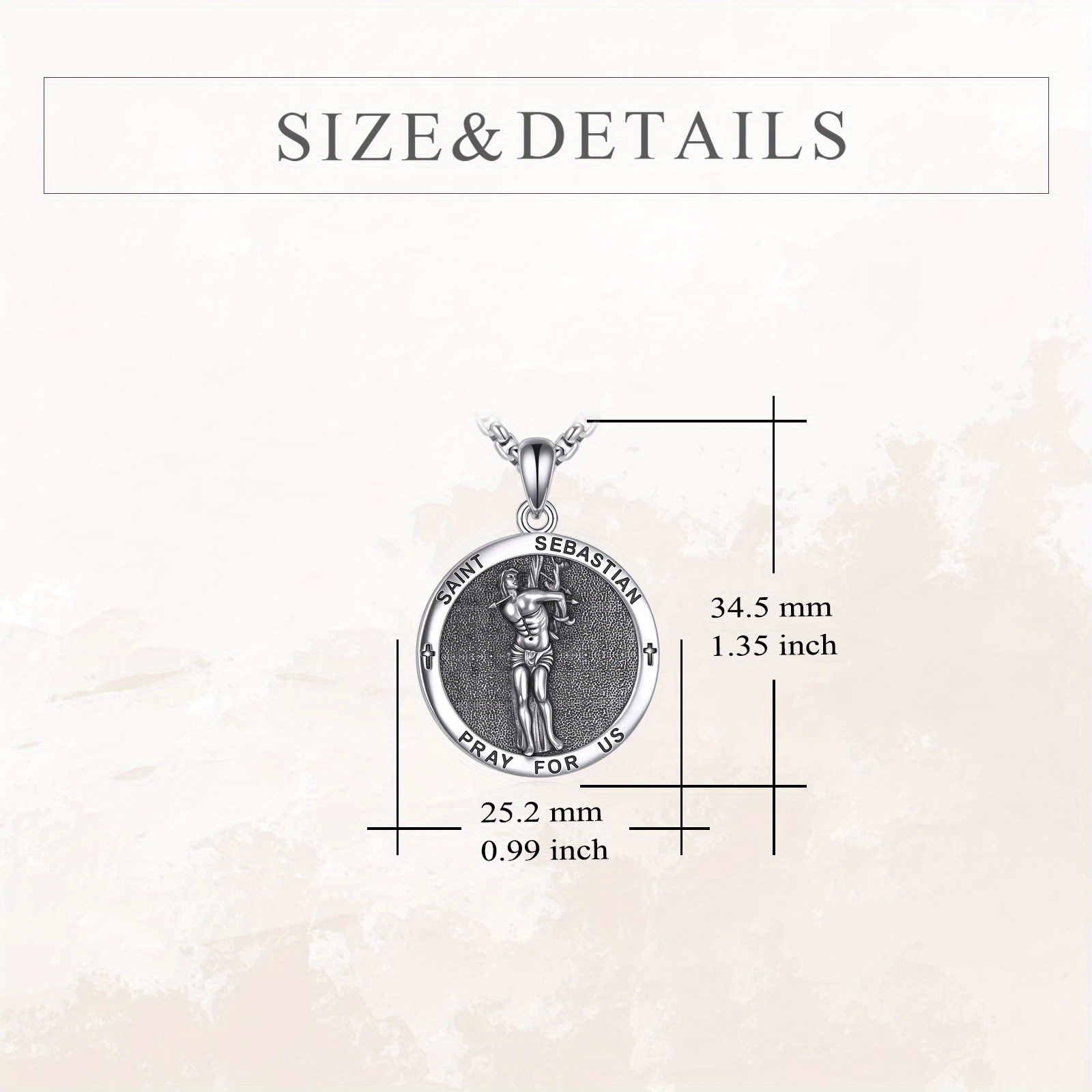 925 Sterling Silver St. Sebastian Pendant Necklace