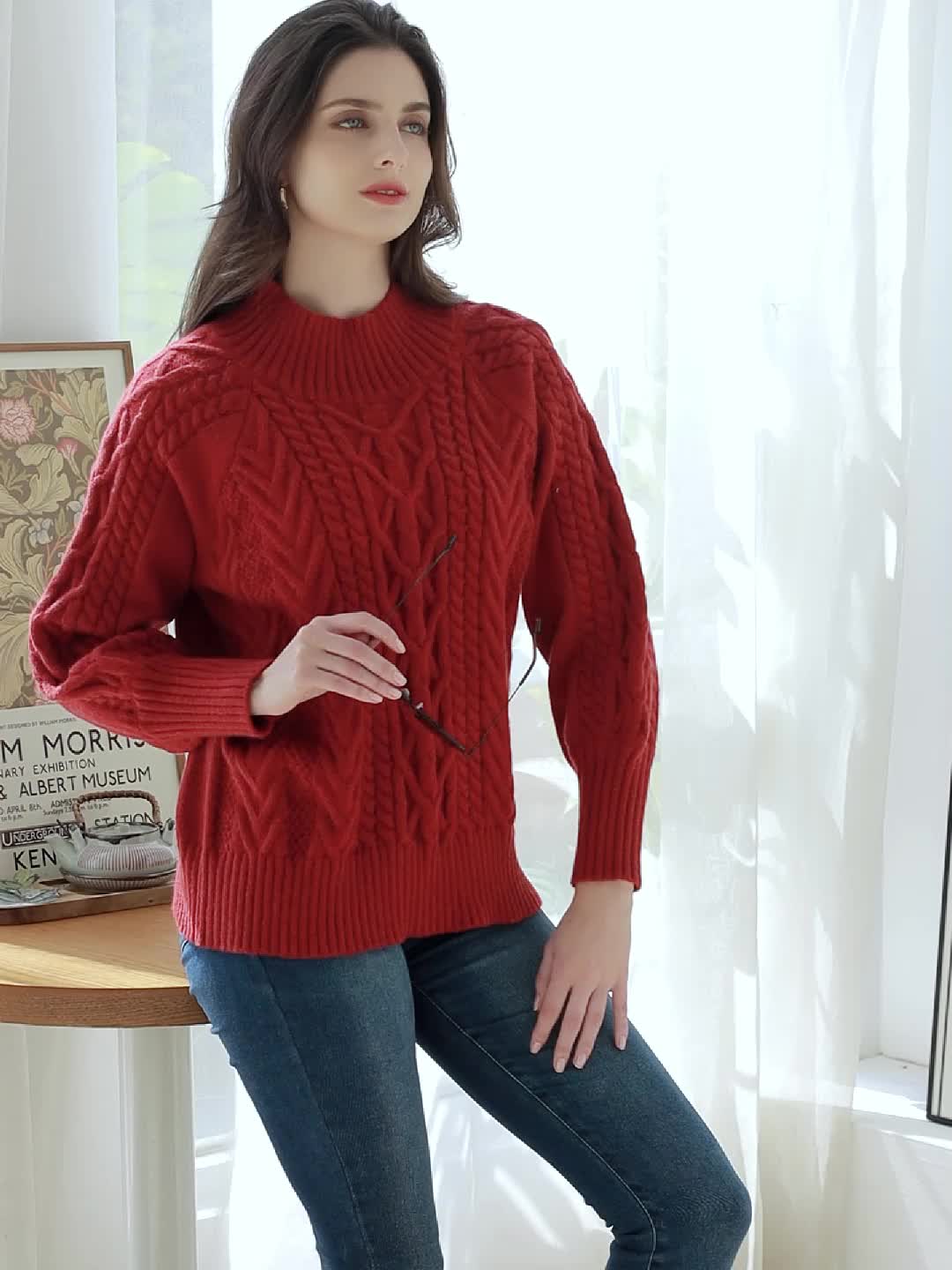 Casual Babe Periwinkle Ribbed Knit Mock Neck Sweater Top