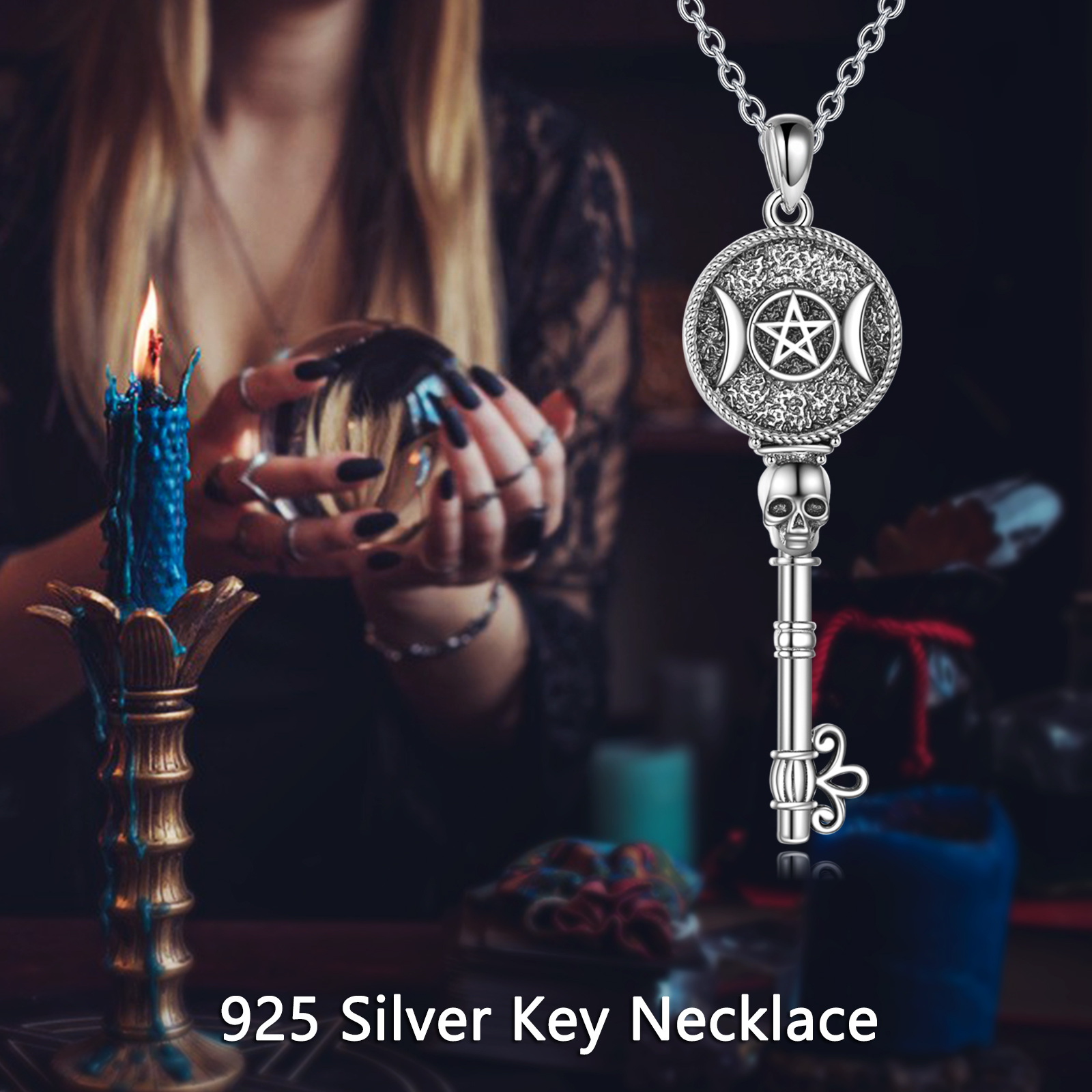 925 Sterling Silver Oxidized Key Pendant Necklace for Special Occasions