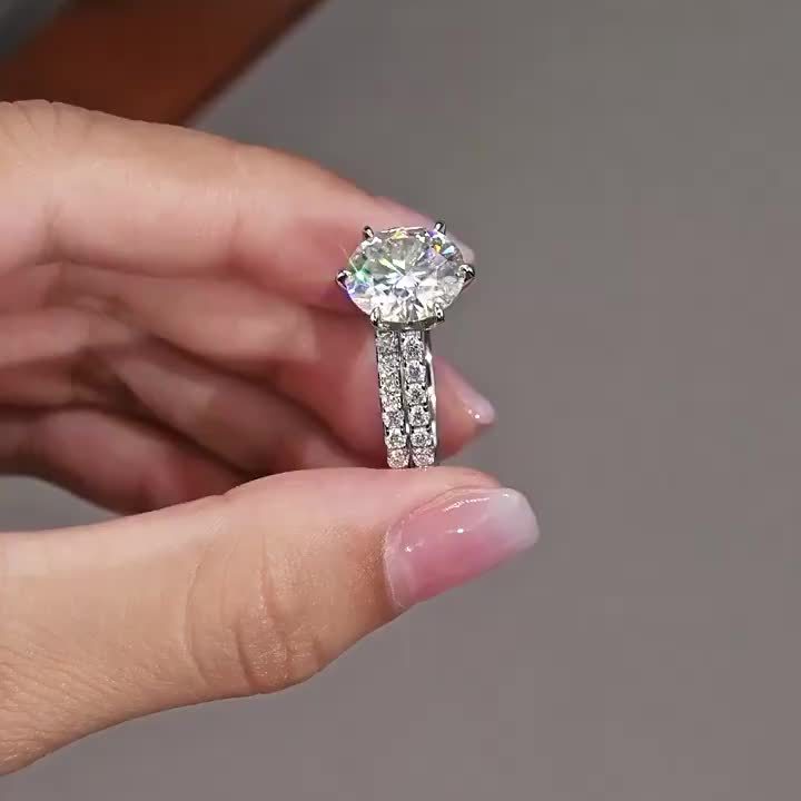 925 Silver Moissanite Women's Wedding Ring Set