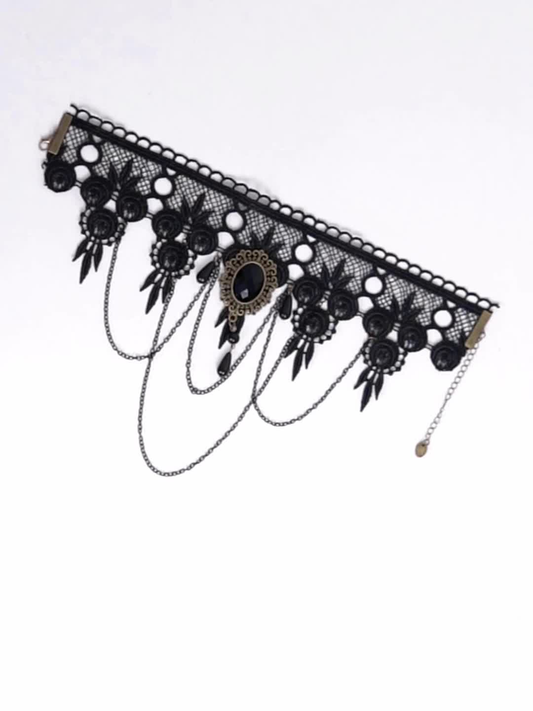 Halloween Jewelry Ladies Elegant Gothic Steampunk Lace Black - Temu