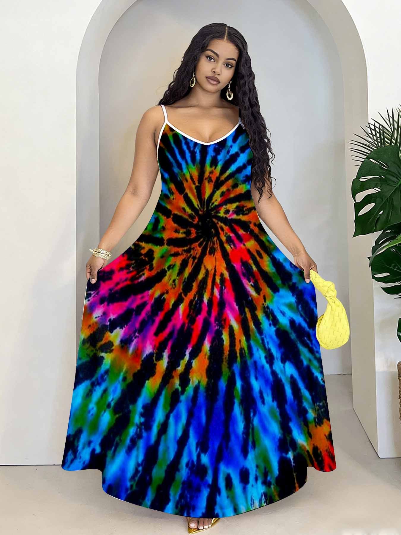 chinese dress ladies Cute Rayon Tie Dye Dresses Wholesale