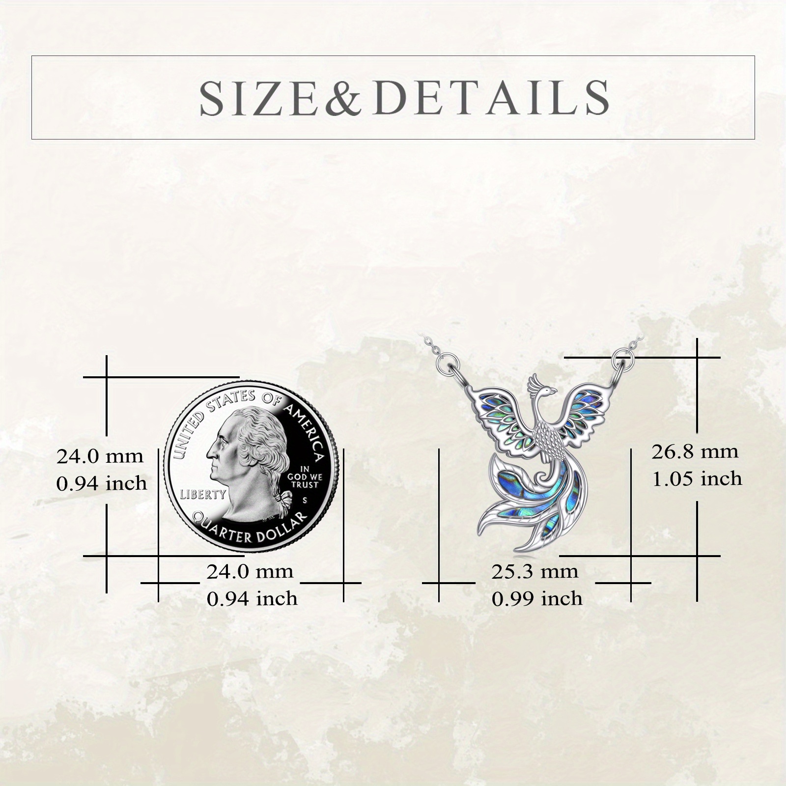 YFN Phoenix Necklace Silver Phoenix Pendant Abalone Shell Phoenix Jewelry