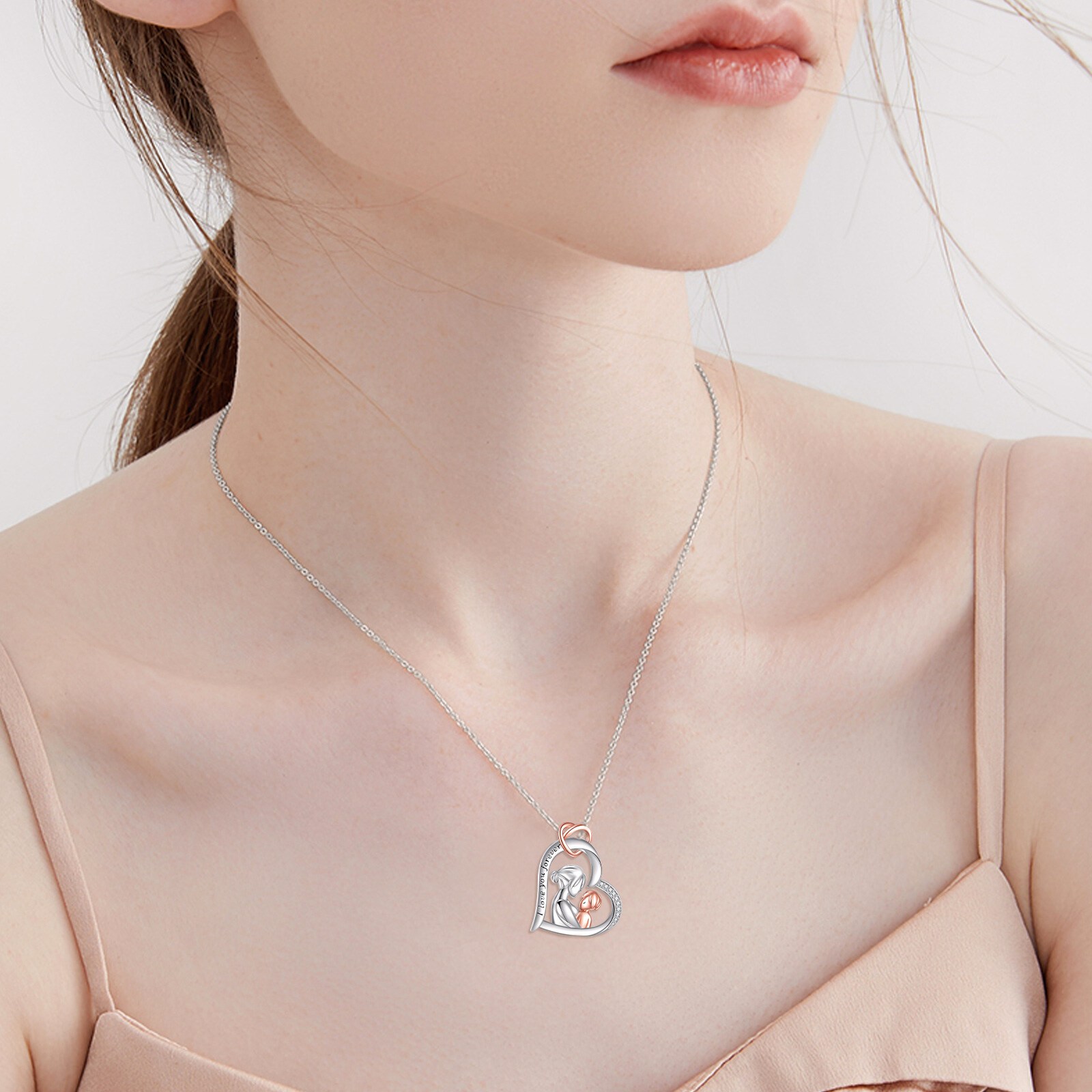 Adjustable Mom and Son Necklace, 925 Sterling Silver
