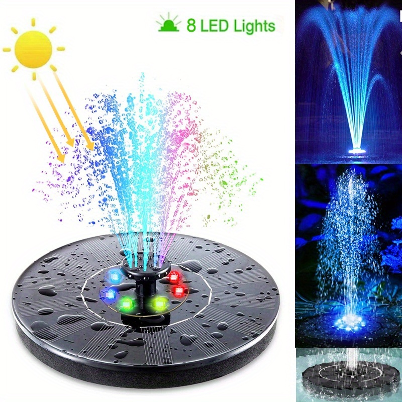 TEMU Solar Bird Bath Fountain Pump, 3w Solar Fountain With 7 Nozzle, Upgrade Free Standing Floating Solar Powered Water Fountain Pump For Bird Bath,