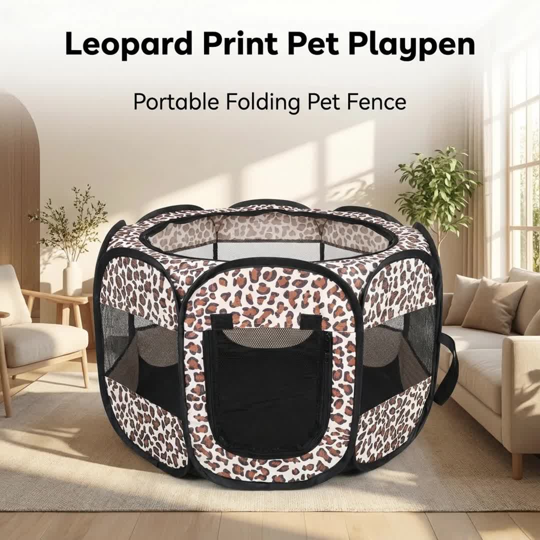 Leopard Print Small Animal Playpen for Pets